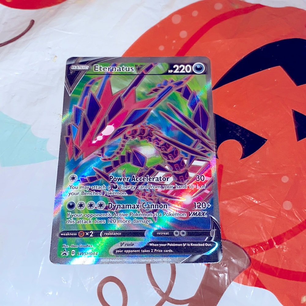 This an Eternatus Pokémon card with an hp of 220